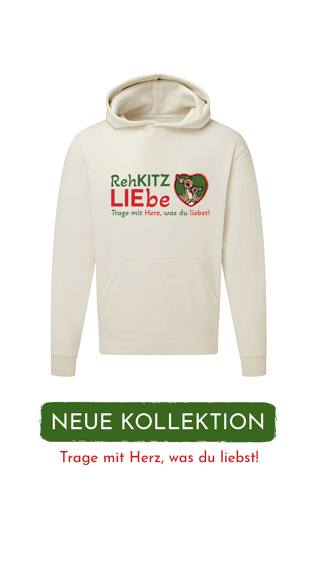Hoodie Unisex "Rehkitzliebe" Basic Red - verschiedene Farben