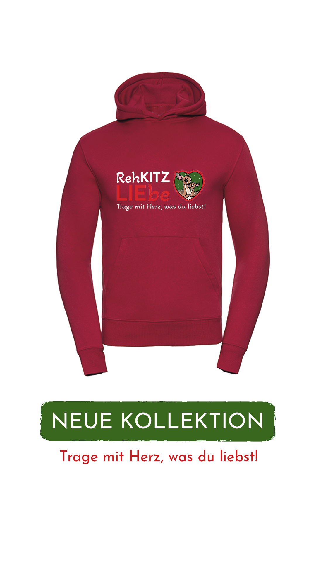 Hoodie Unisex "Rehkitzliebe" Basic Red - verschiedene Farben