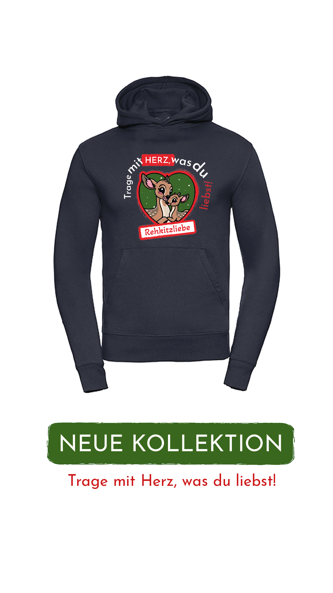 Hoodie Unisex "Rehkitzliebe" Trend White - verschiedene Farben