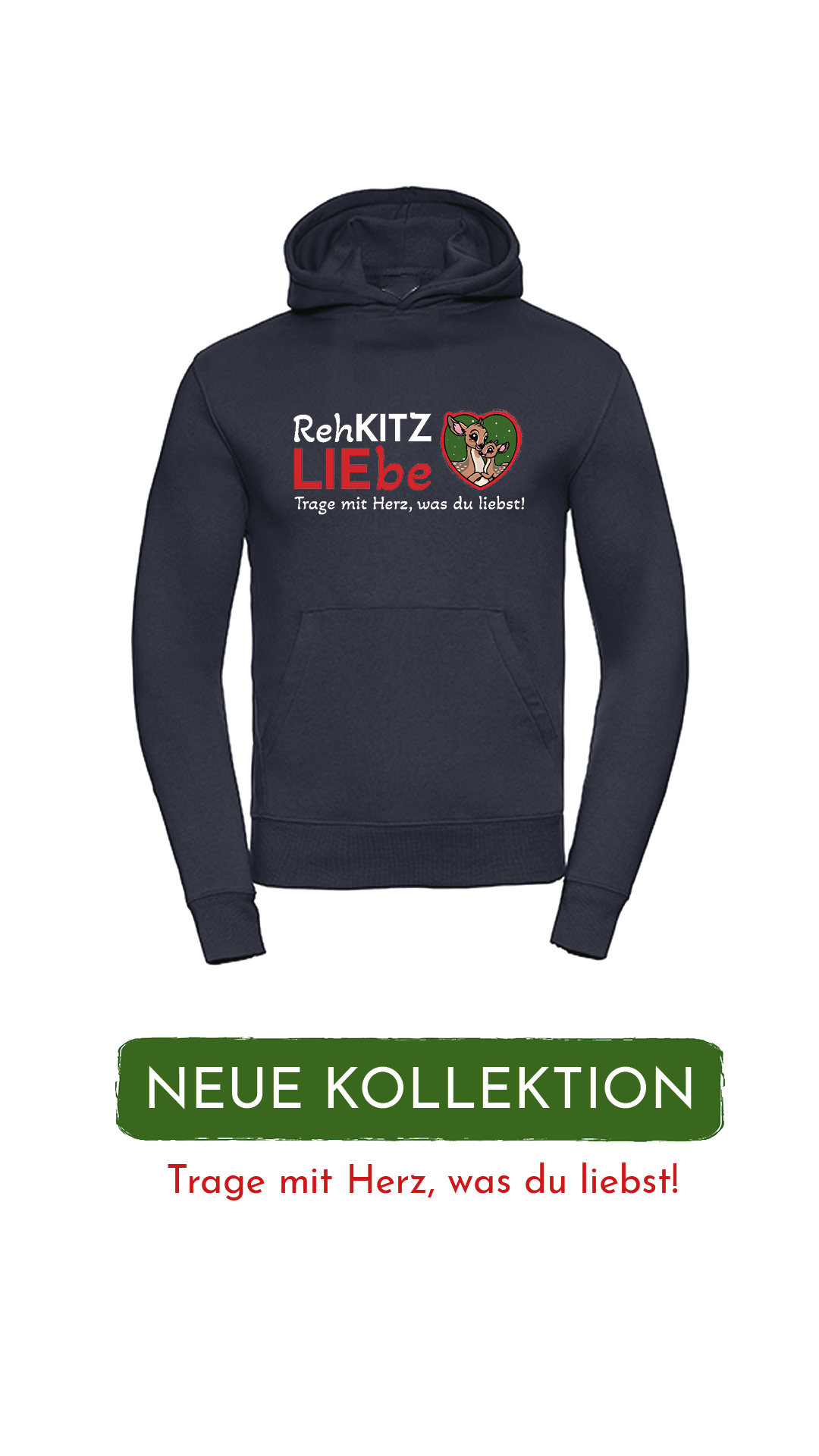Hoodie Unisex "Rehkitzliebe" Basic Red - verschiedene Farben
