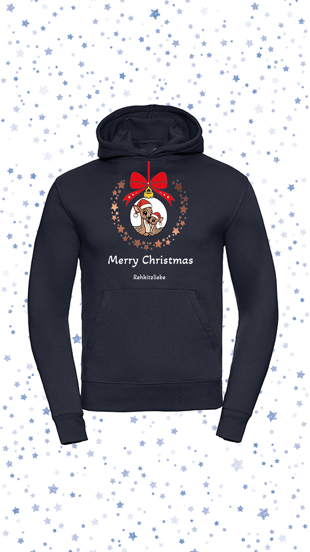 Hoodie Unisex Rehkitzliebe - Druck: X-mas-Kugel Farbe: French Navy