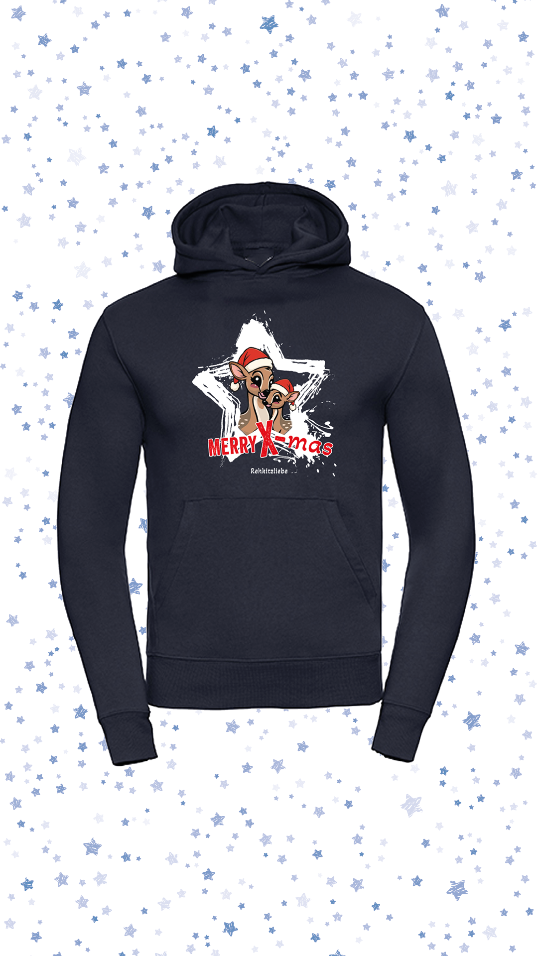 Hoodie Unisex Rehkitzliebe - Druck: X-mas-Star Farbe: French Navy