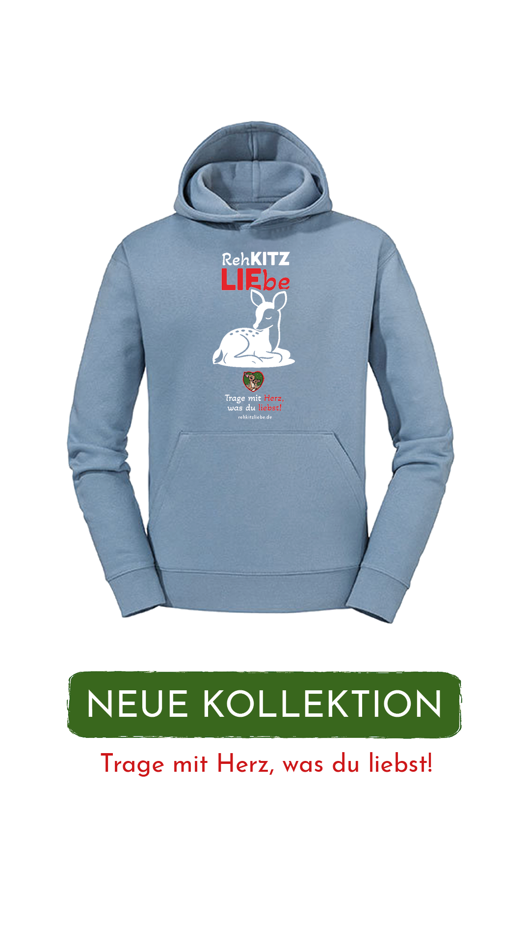 Hoodie Unisex "Rehkitzliebe" Soft Red - verschiedene Farben