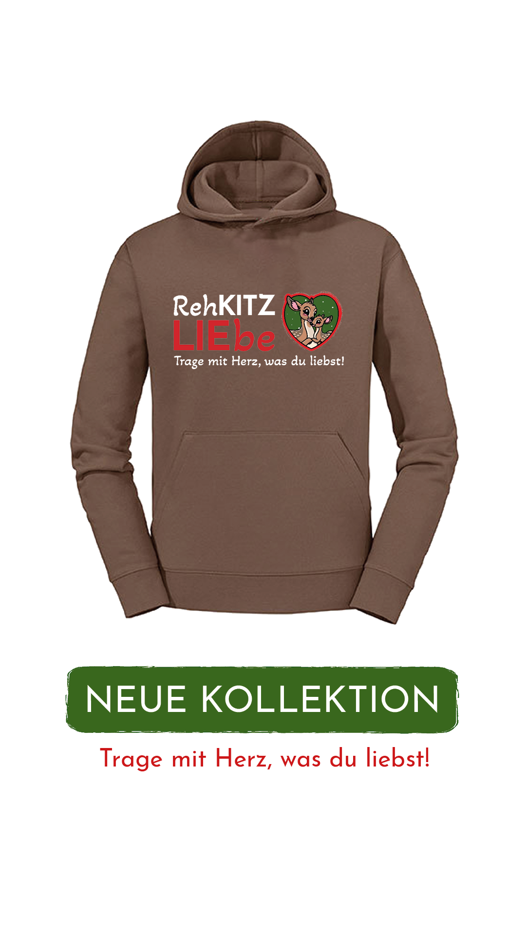 Hoodie Unisex "Rehkitzliebe" Basic Red - verschiedene Farben