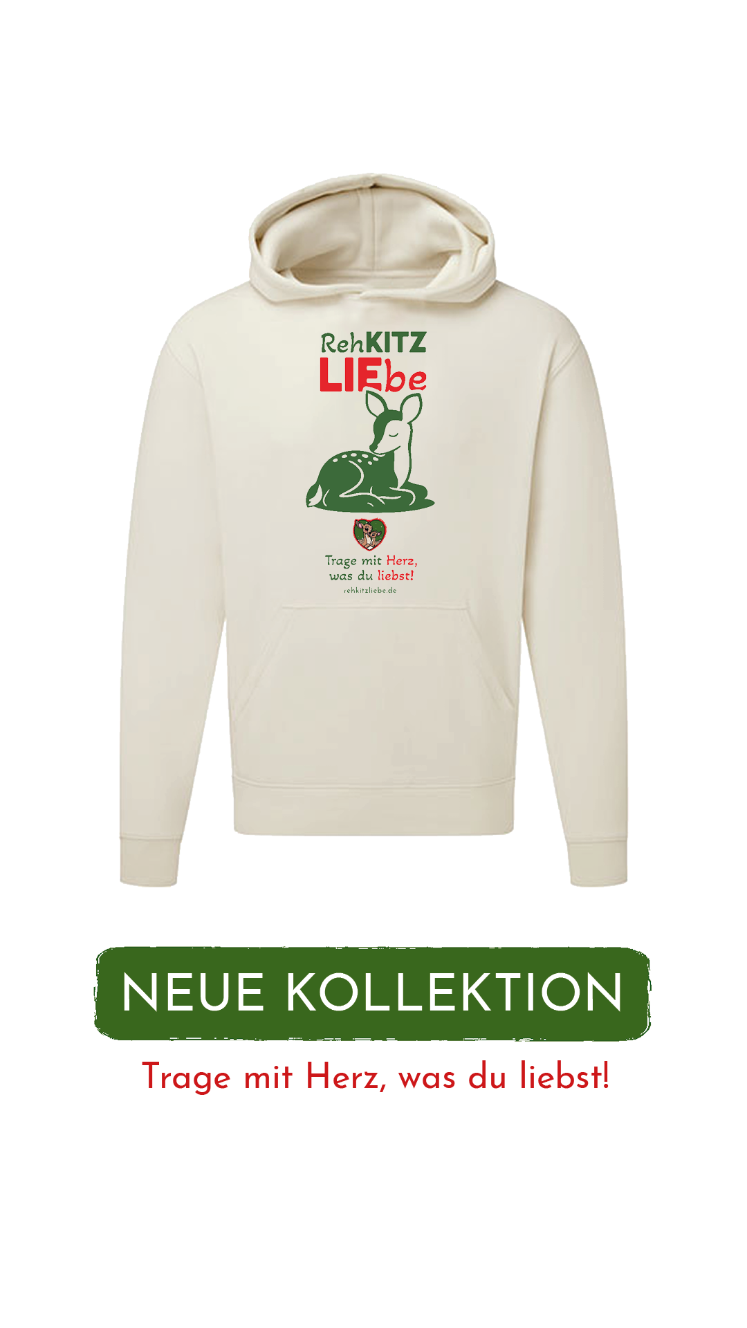 Hoodie Unisex "Rehkitzliebe" Soft Red - verschiedene Farben