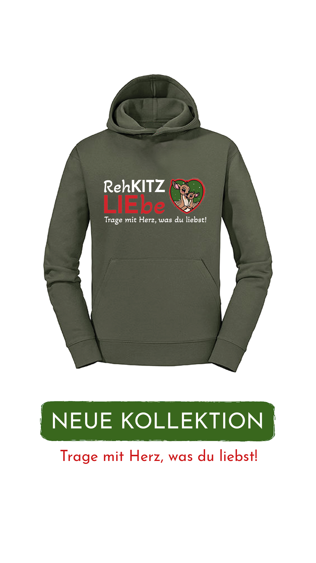 Hoodie Unisex "Rehkitzliebe" Basic Red - verschiedene Farben